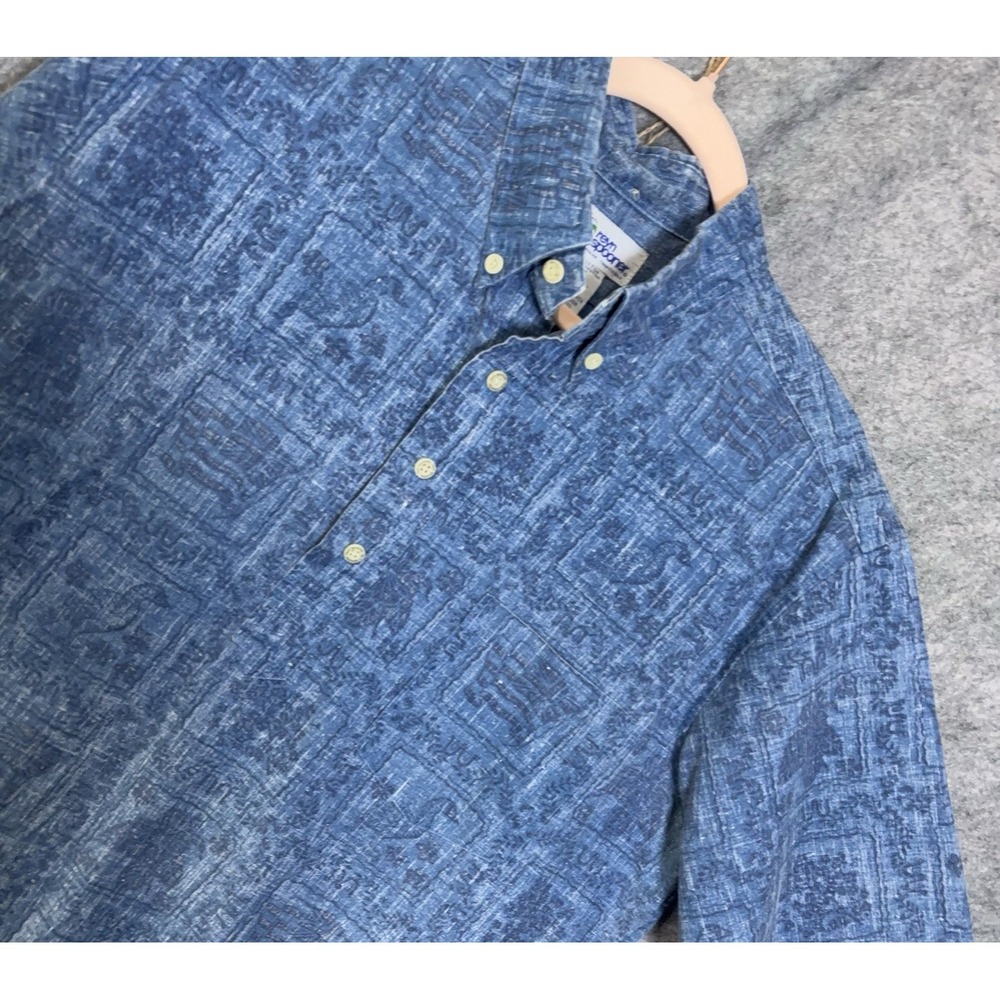 Reyn Spooner Henley Shirt Mens Sz M Blue Chambray Popover Hawaiian Lightweight